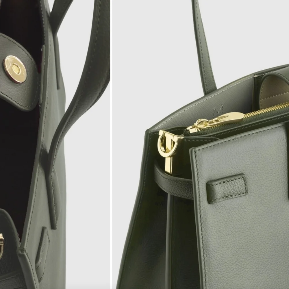 Quince NWTs Italian Leather Small Triple Compartment Satchel - Picture 8 of 12